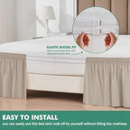 Wrap Around Full Size Bed Skirt Split Corners 16" Drop-Elastic Dust Ruffle - Image 3