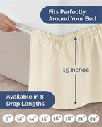 CGK Wrap Around Dust Ruffle Bed Skirt - Queen Size, 15" Inch, Off White - Image 4