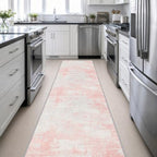 3x14 Washable Runner Rug：Modern Abstract Soft Carpet Pink White - Image 5