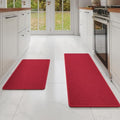 YDKGL Kitchen Mat Kitchen Rugs Sets of 2 PCS Non Slip Red 17"x30"+17"x47" by YDKGL