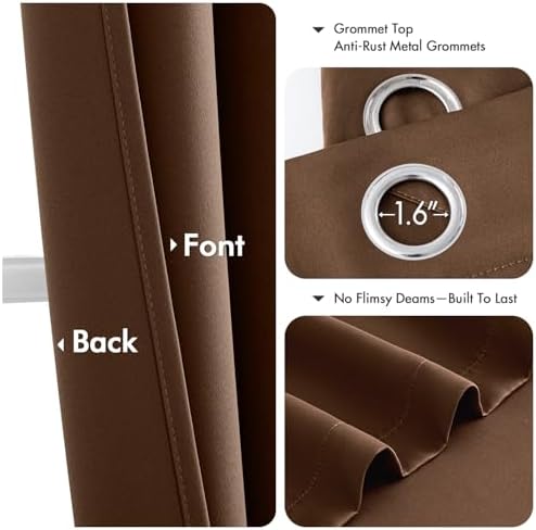 MIULEE Blackout Curtains for Bedroom 2 Panels 40 x 36 Inch Cappuccino Brown - Image 4