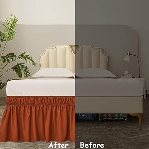 MEILA Wrap Around Bed Skirt for Twin & Full Beds, 14" Drop, Caramel - Image 4
