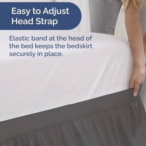 CGK Linens Dorm Room Bed Skirt Twin XL - Dorm Essentials - 34" Dark Grey - Image 3
