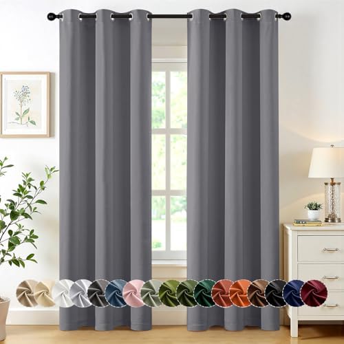 MIULEE Blackout Curtains for Bedroom 2 Panels 40 x 72 Inch Long Light Gray by MIULEE