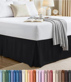 King Size Pleated Bed Skirt, Hides Under-Bed Storage 16 Inch Drop, Black by UTOPIABEDDING