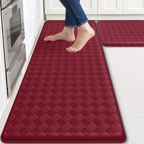 TranquilRelax 2-Piece Kitchen Mats, Cushioned Non-Slip Floor Mats, Burgundy by Unknown