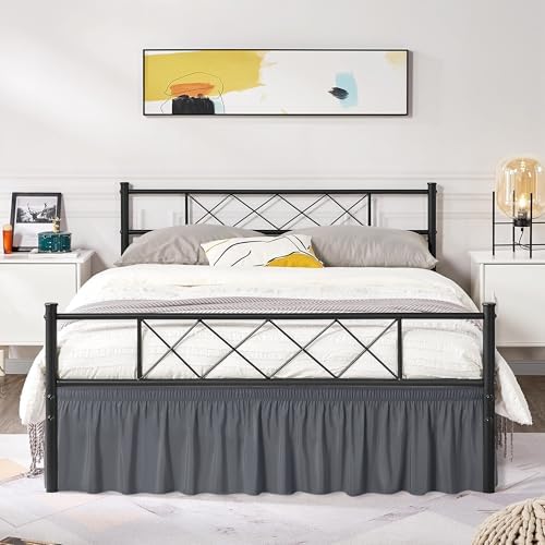Wrap Around King Size Bed Skirt Split Corner 18" Drop-Elastic Dust Ruffle - Image 5