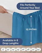 CGK Wrap Around Dust Ruffle Bed Skirt - King Size, 15" Inch, Denim Blue - Image 4