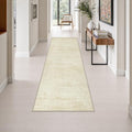 2.6x8 Washable Runner Rug：Modern Abstract Kitchen Soft Carpet Beige by FXRHLP
