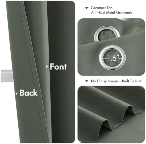 MIULEE Blackout Curtains for Bedroom 2 Panel 40 x 63 Inch Long Dark Mallard - Image 4