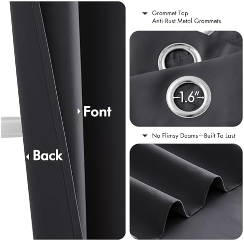 MIULEE Blackout Curtains for Bedroom 2 Panels 40 x 96 Inch Long Dark Grey - Image 4