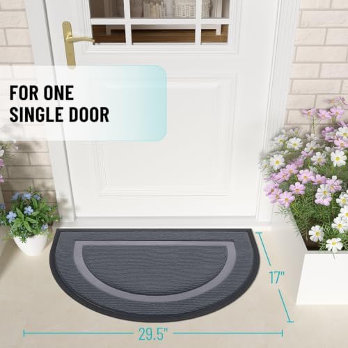 OLANLY Half Circle Front Door Mat Outside 29.5x17 All-Season Rubber Doormat - Image 2