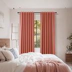 Guken Extra Long 100% Blackout Linen Curtains 108 Inches for Bedroom Coral - Image 6