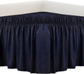 MEILA Wrap Around Bed Skirt for Queen & King Beds, 12" Drop, Navy Blue by MEILA