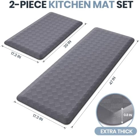TranquilRelax 4/5 Inch Cushioned Anti Fatigue Kitchen Mats for Floor, Grey - Image 2