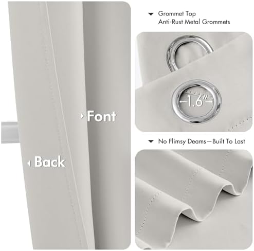 MIULEE Blackout Curtains for Bedroom 2 Panels 40x72 Inch Long Natural White - Image 4