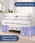 CGK Wrap Around Dust Ruffle Bed Skirt - Queen Size, 21" Inch, Lavender - Image 2