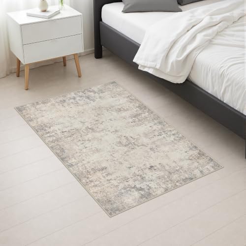 2x3 Washable Entryway Rug: Modern Abstract Soft Carpet Brown Beige - Image 6