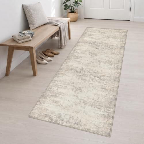 3x10 Washable Runner Rug：Modern Abstract Soft Carpet Brown Beige - Image 3