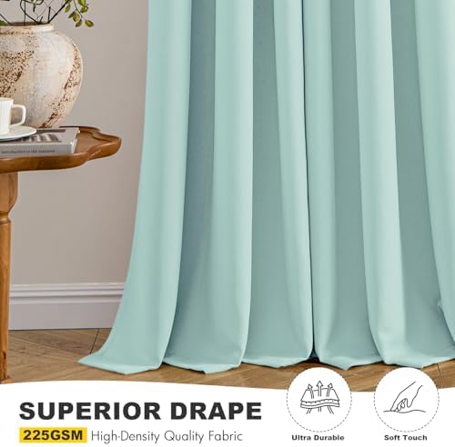 MIULEE Blackout Curtains for Bedroom 2 Panels 40 x 45 Inch Long Aqua - Image 5