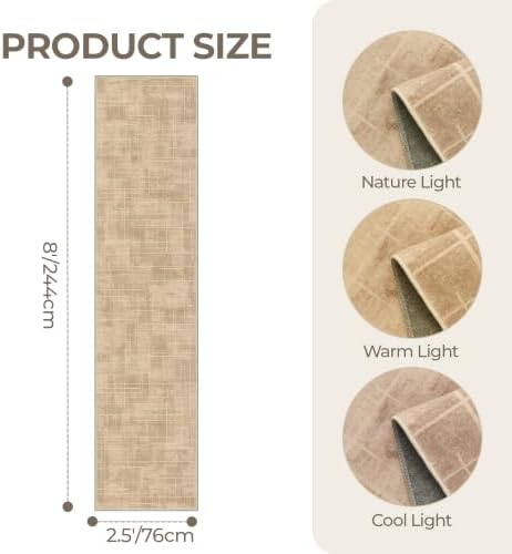 2'6'' x 8' Runner Rug Non Slip,Washable Kitchen Rugs,Brown - Image 2