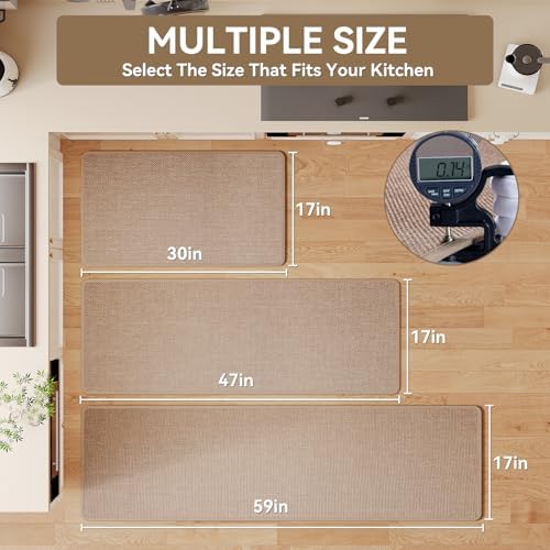 YDKGL Long Kitchen Runner Rugs Kitchen Mat Non Slip Washable Brown 17"x59" - Image 2