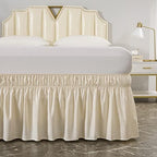MEILA Wrap Around Elastic Bed Skirt for Queen & King Beds, 24" Drop,Beige - Image 2