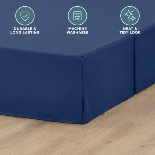 Bare Home Bed Skirt 15-Inch Drop 1800 Ultra-Soft (Twin XL, Dark Blue) - Image 3
