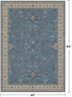 Washable 5x7 Blue Rugs for Kids Room, Boho 5 x 7 Nursery Rug Boys, Colorful Eclectic Low-Pile Carpet for Bedroom, Dining Table, Non-Slip with Rubber Back - Image 2