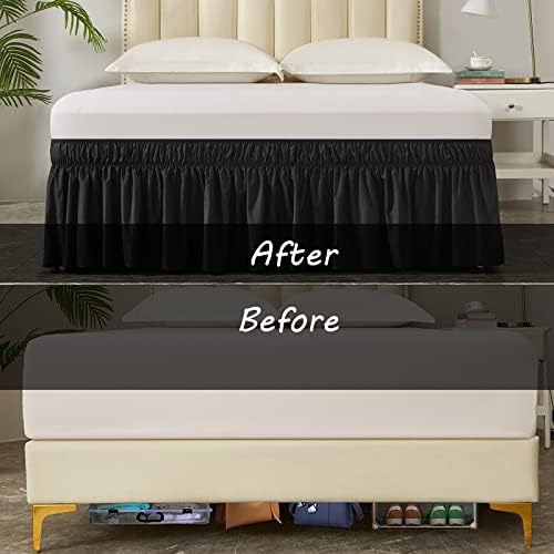 MEILA Wrap Around Elastic Bed Skirt for Twin & Full Beds, 18" Drop, Black - Image 5