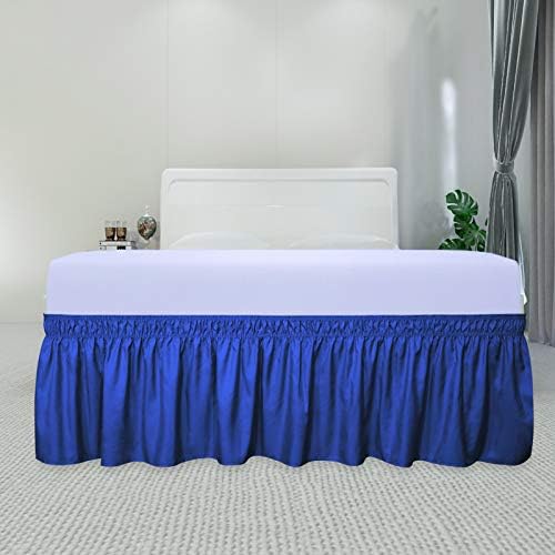 PureFit Wrap Around Ruffled Bed Skirt, Classic Blue, Queen/King - 18" Drop - Image 2