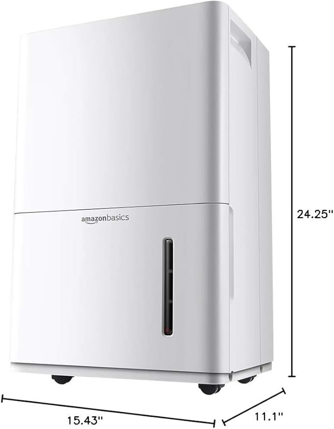 Amazon Basics Large Dehumidifier for Rooms, Energy Star Certified,Effectively Reduces Humidity, With Advanced Moisture Control, Timer, Auto-Defrost, Overflow Protection, up to 4000 SFT, 50 Pint, White