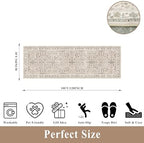 3x10ft Hallway Runner Rug Non-Slip Washable – Soft Long Carpet Runner for Kitchen Indoor Entryway,Boho Floral Low Pile Thin Wide Rug Runner with Rubber Backing (Beige,3x10) - Image 2