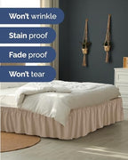 CGK Wrap Around Dust Ruffle Bed Skirt - Queen Size, 24" Inch, Cream - Image 5
