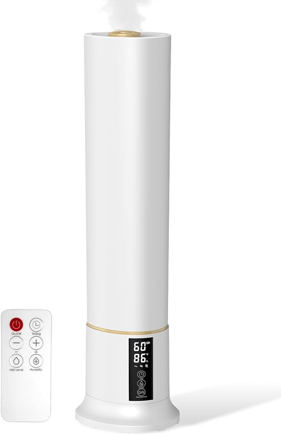 Humidifier Large Room,2.4Gal Cool Mist Humidifiers for Bedroom 9L High Capacity 24dB Quiet Air Humificador fit Removable Water Tank 360° Adjustable, Top Fill & Easy Clean with Remote Control