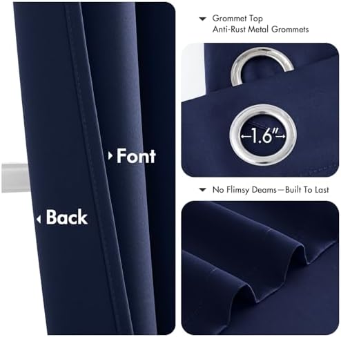 MIULEE Blackout Curtains for Bedroom 2 Panels 40 x 48 Inch Long Navy Blue - Image 4