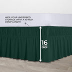 Wrap Around Queen Bed Skirt, Easy Fit Elastic Belt, 16 Inch Drop, Emerald - Image 6