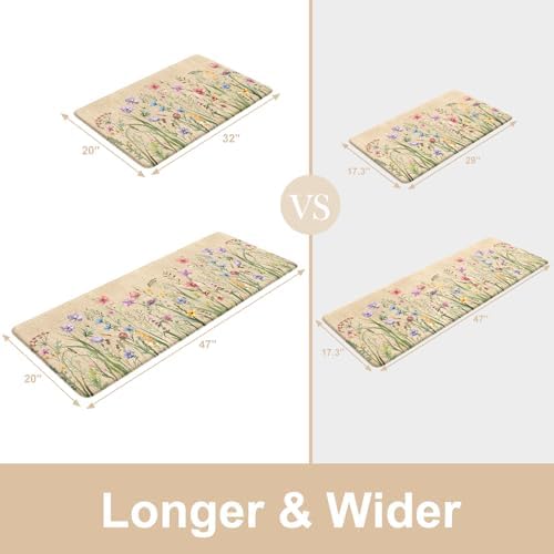 KIMODE Anti Fatigue Kitchen Mats, Brown Farmhouse Kitchen Rugs Sets of 2 - Image 3