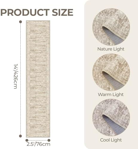 2'6 x 14' Runner Rug Non Slip,Washable Kitchen Rugs,Brown - Image 2