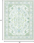 RELEANY Washable Area Rug, 3'x4', Green/White/Blue - Image 2