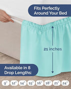 CGK Wrap Around Dust Ruffle Bed Skirt - Queen Size, 21" Inch, Spa Blue - Image 4