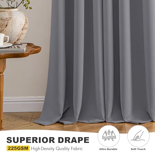 MIULEE Blackout Curtains for Bedroom 2 Panels 40 x 45 Inch Long Light Gray - Image 5