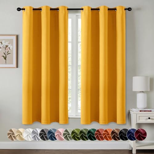 MIULEE Blackout Curtains for Bedroom 2 Panels 40 x 63 Inch Long Yellow by MIULEE