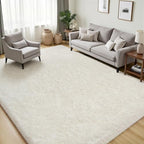 PLHXFR 4x6 Area Rugs Living Room: Fluffy Bedroom Rug Shag Carpet White - Image 3