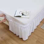 MEILA Wrap Around Elastic Bed Skirt for Queen & King Beds, 16" Drop, White - Image 3