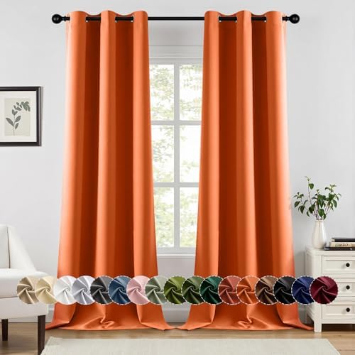MIULEE Fall Blackout Curtains for Bedroom 2 Panels 40 x 96 Inch Long Orange by MIULEE