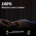 Guken Extra Long 100% Blackout Linen Curtains 102 Inches for Bedroom Ecru - Image 2