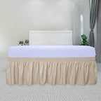 PureFit Wrap Around Ruffled Bed Skirt, Beige, Twin/Full - 18" Drop - Image 2