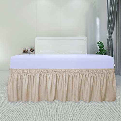 PureFit Wrap Around Ruffled Bed Skirt, Beige, Queen/King - 22" Drop - Image 2