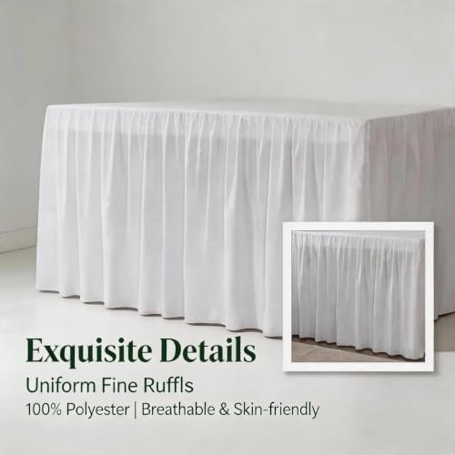 Dorm Bed Skirt Twin XL 42" Drop, College Dorm Room Essentials, White - Image 2